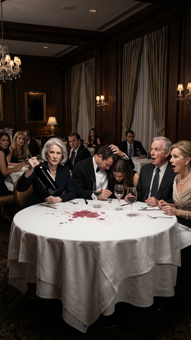 We were at an exclusive restaurant when my son-in-law grabbed a fistful of my daughter’s hair because she poured the wine too quickly. His father applauded, remarking, “Put her in her place, son.” She trembled silently, staring at her lap. My mask of the polite mother-in-law shattered. I didn’t make a scene with words. Instead, I calmly picked up the heavy magnum bottle of vintage red wine “Now, let me show you mine.”