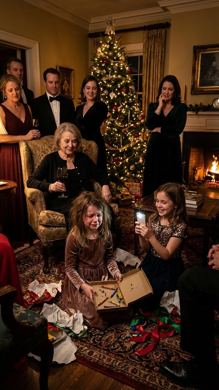 At the family gift exchange, my daughter opened a crushed box with a used crayon set inside. My mom smirked, “That’s what happens when your mom walks away from the family.” My sister’s kids were opening iPhones. I pulled out a stack of gifts from under the tree. “These were for them,” I said. “They’re not anymore.” And then I…