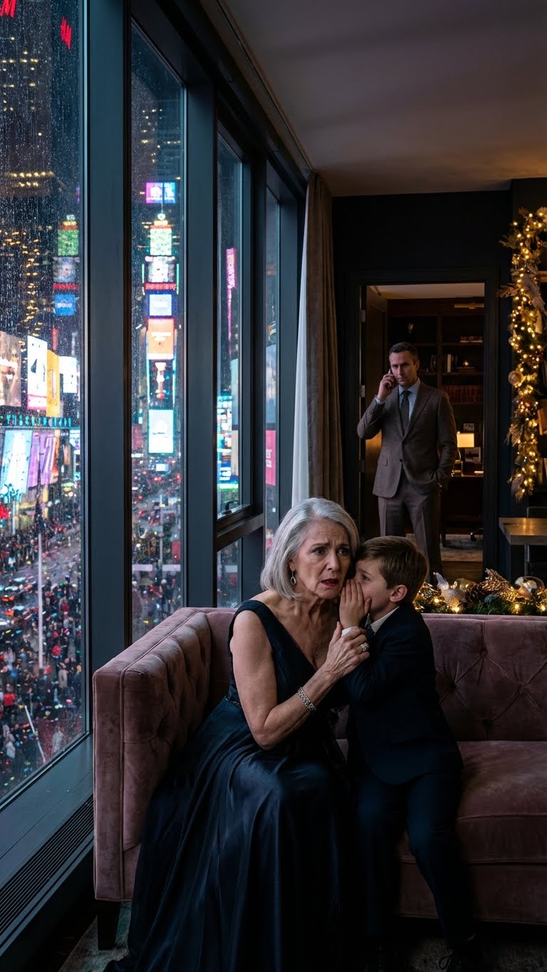 During a New Year’s Eve dinner, my son left to “take a work call.” My grandson followed him, then ran back, his face pale and trembling. “Grandma, we need to leave right now. I heard Dad talking about you.” Fifteen minutes later, the police stormed in…