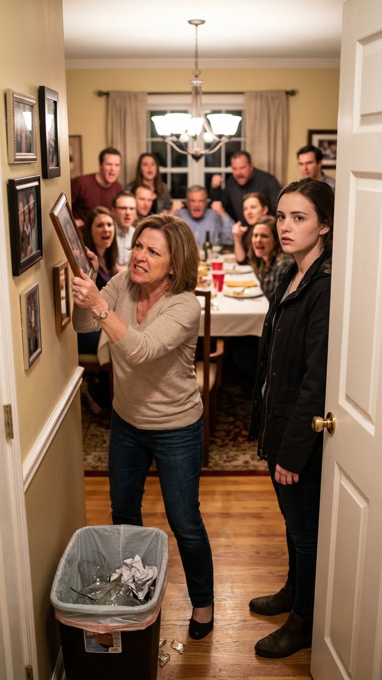 I arrived at my daughter’s house and saw her clothes and photos scattered across the lawn. Her husband was standing over her, forcing papers into her hands, shouting, “Just sign them already!” My grandson cried, “Daddy, please stop!” I pulled them both to safety and made one phone call. Thirty minutes later, a knock echoed on his door — and what happened next changed everything.