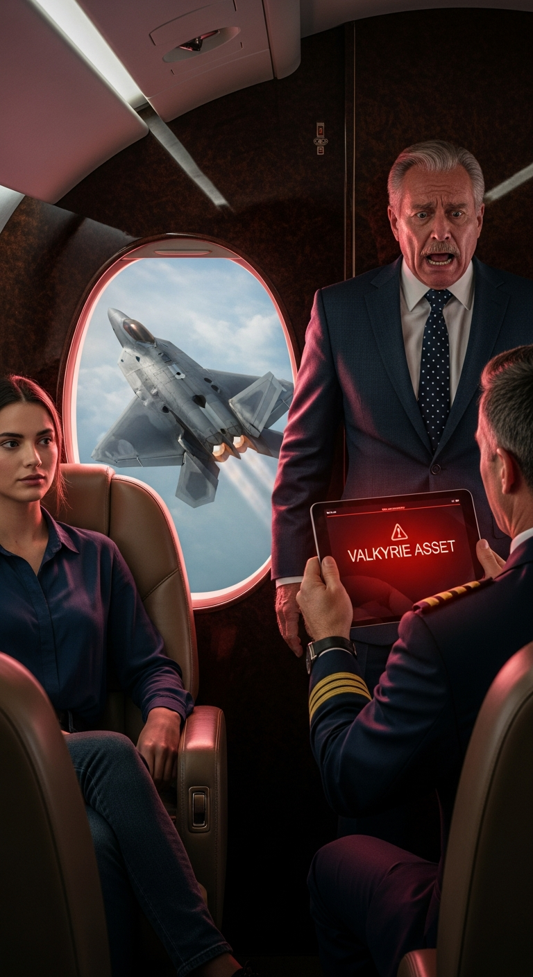 My rich uncle invited me onto his private jet. “This isn’t coach, don’t touch a thing,” he snapped. The pilot checked my ID and the screen turned red: “Alert: Valkyrie asset, passenger requires full security.” Two F-22s rolled onto the runway. “Your protection detail is ready, ma’am.” My uncle’s jaw dropped.