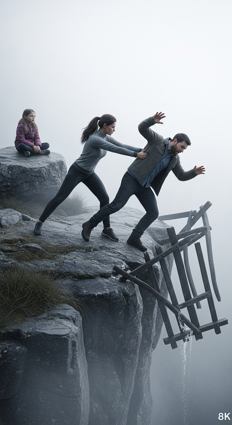 My husband suggested a romantic selfie on the edge of the cliff. ‘Back up a bit more, honey,’ he urged, glancing at the loose railing. Just then, our 5-year-old daughter ran up to ‘tie my shoe’ but whispered three words that froze my blood: ‘Daddy brought the saw.’ I looked at the sawn-off railing behind me, then at his eager smile. I stepped forward, hugged him tight, and whispered, ‘You go first.’