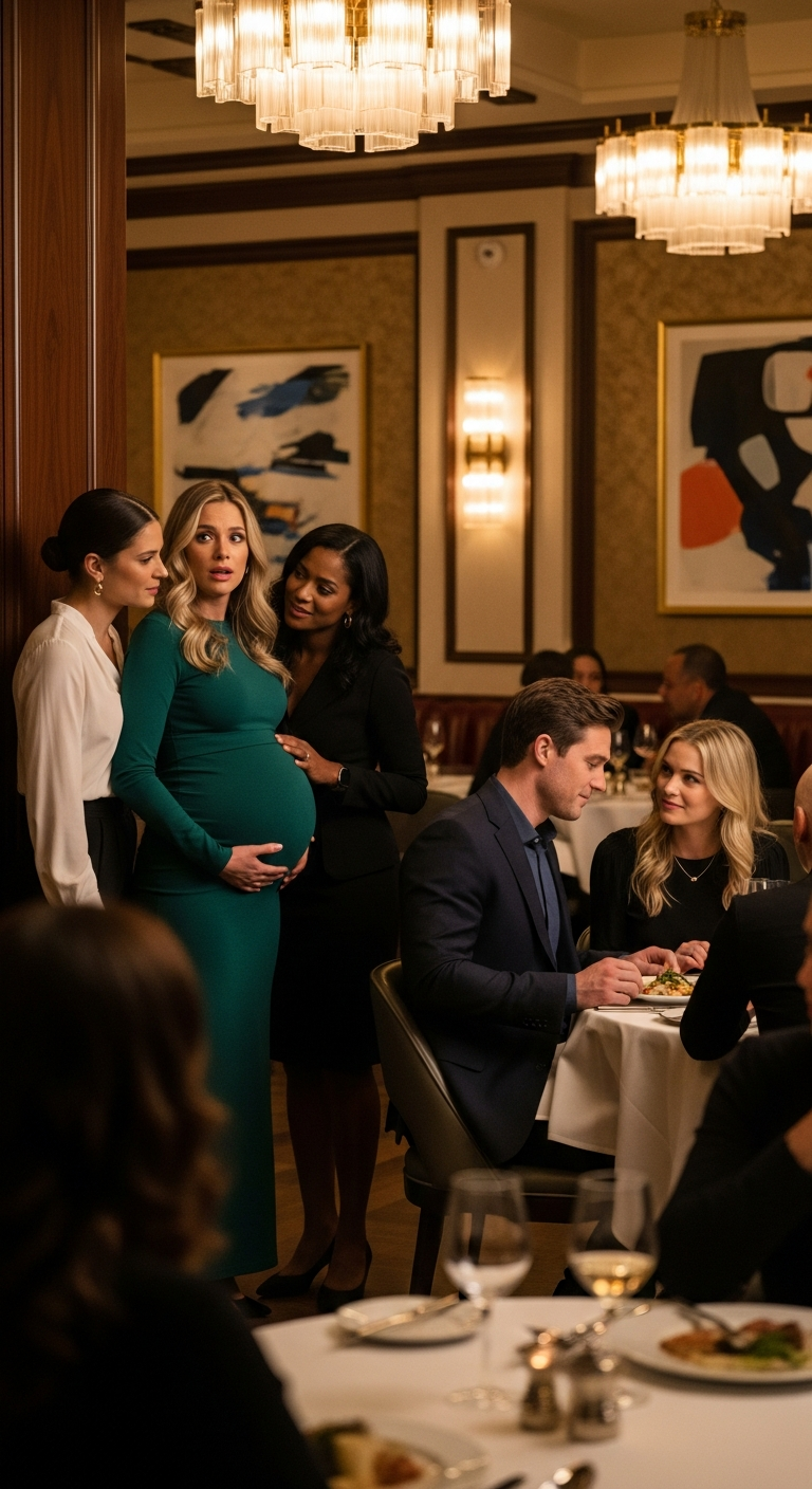Pregnant wife receives a call from a friend: “your husband is at a luxury restaurant — and he’s not alone.” When she arrived, her friend was waiting at the door and warned: “what you’re about to see will shock you.” She walked into the restaurant and froze at the sight — and her friend whispered: “when they stand up… there’s something even worse you can’t imagine.”