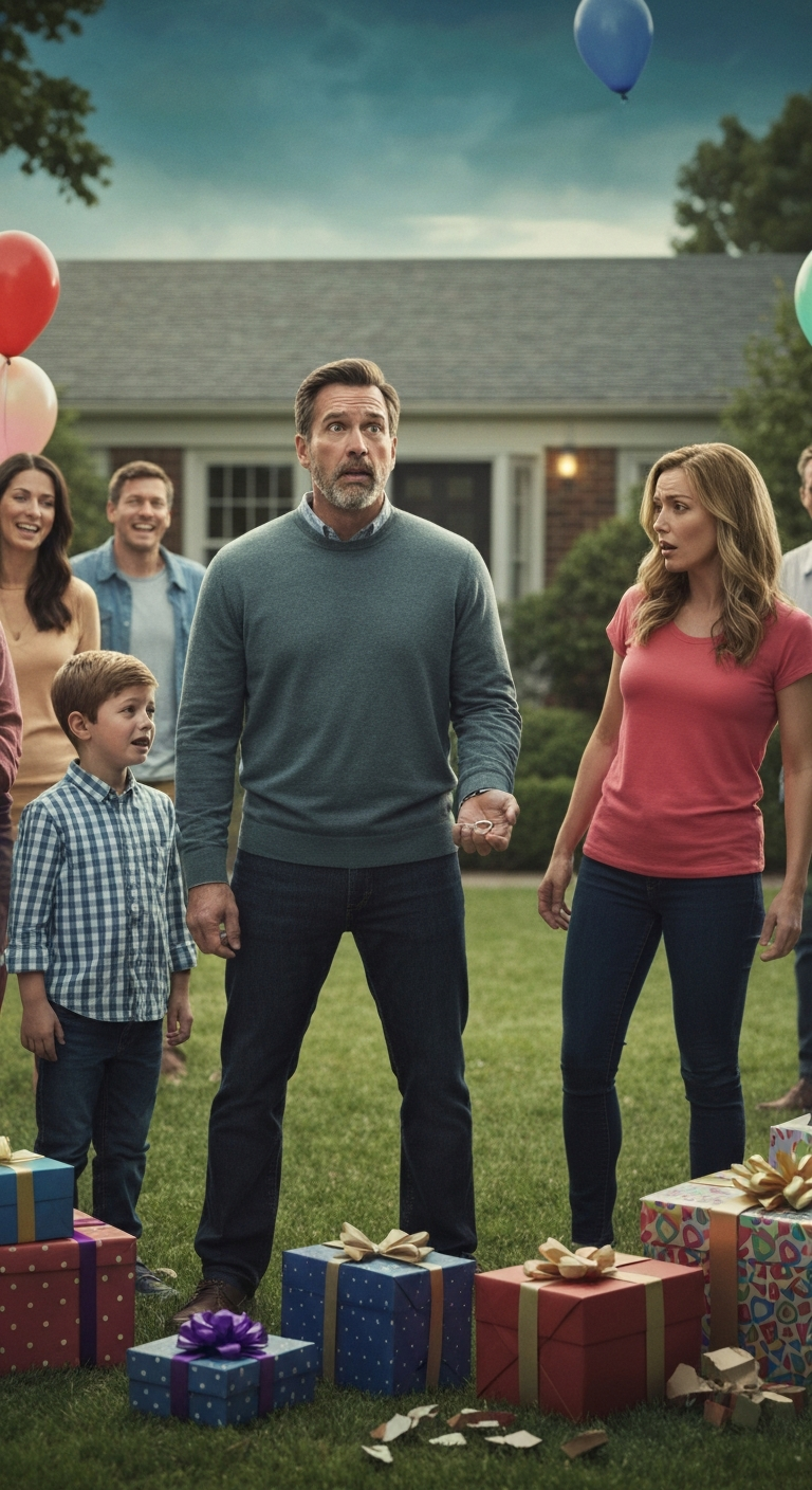 My sister broke all my son’s birthday gifts while everyone laughed—then my father took off his wedding ring and said four words that changed our family forever.