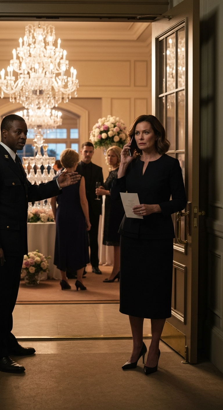 When I arrived at my sister’s engagement party, the security guard sent me to the service entrance. She didn’t know I owned the hotel — or that the groom’s family was about to learn it the brutal way.