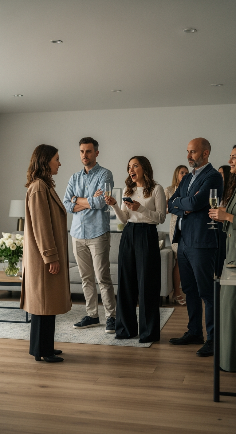 At my brother’s housewarming, his girlfriend saw my old coat and laughed, “I bet you’re here to beg for money since you’re homeless.” My dad told me to stop being sensitive. I waited until she bragged about her new job at my company, then I said, “Actually, I’m the CEO, and you’re fired.”