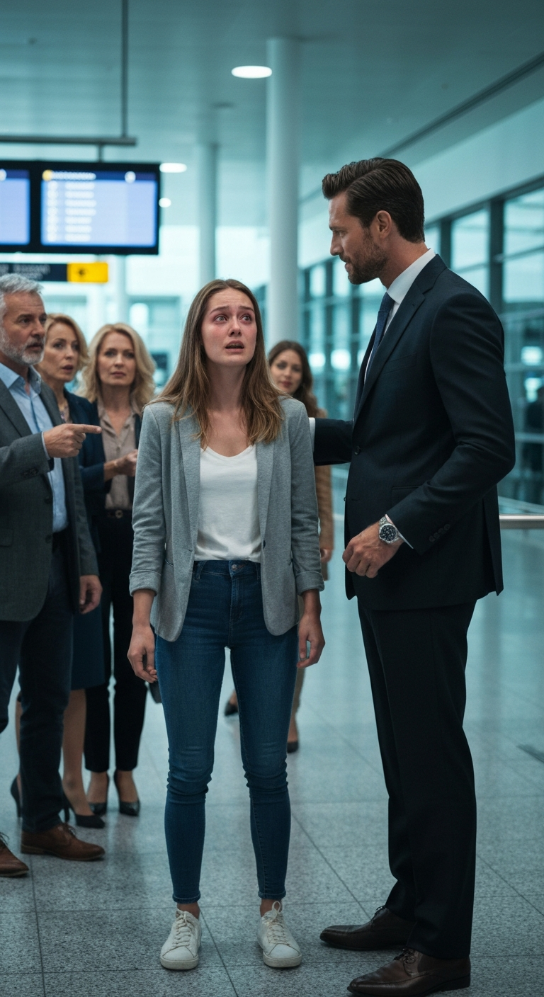 at the airport, after an argument, my parents and sister canceled my ticket and left me stranded in europe—no phone, no wallet, no way out. as i broke down, a multimillionaire leaned in and whispered, ‘pretend you’re my wife. my driver’s coming.’ he smiled coldly. ‘trust me… they’ll regret this.’