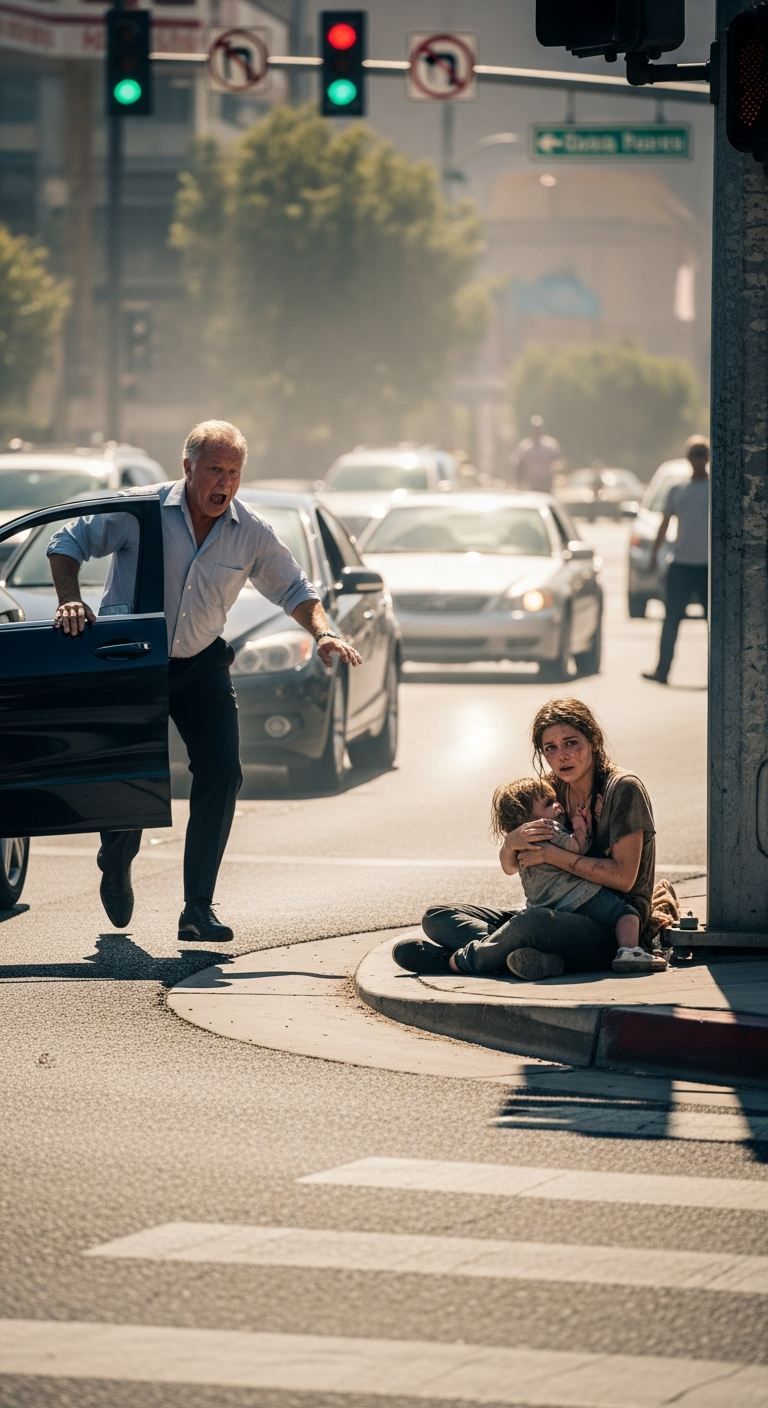 At a traffic light, I saw my estranged daughter begging for money while holding her small child. I asked, “Where are the house and the car I gave you?” Trembling, she said, “My husband and his mother took everything.” I simply replied, “Don’t worry. They’ll regret it forever.”
