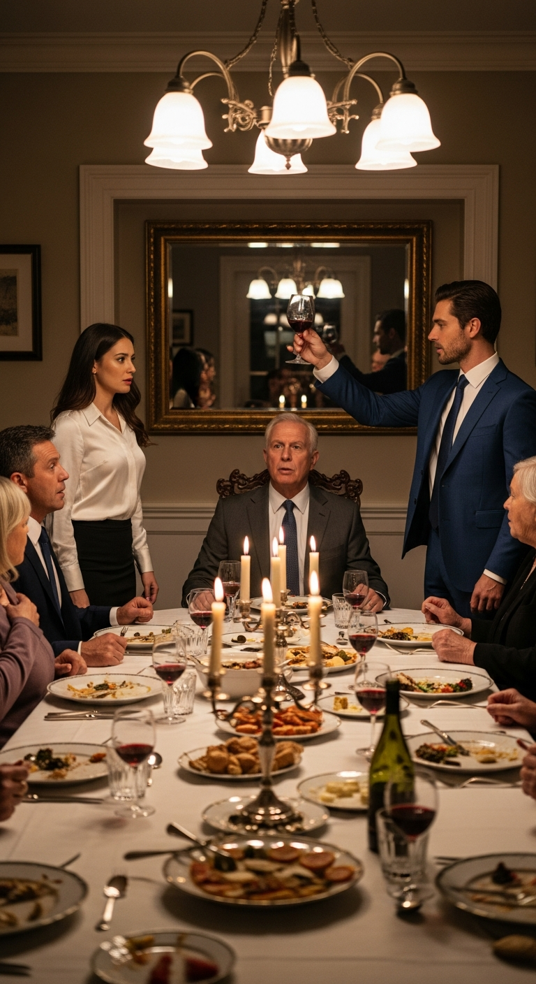 “I think it’s best if you leave,” Dad announced at the family dinner. Thirty pairs of eyes watched me stand. But my husband stood first: “Let me make a toast to the woman you just tried to dismiss…” Truth became my revenge.