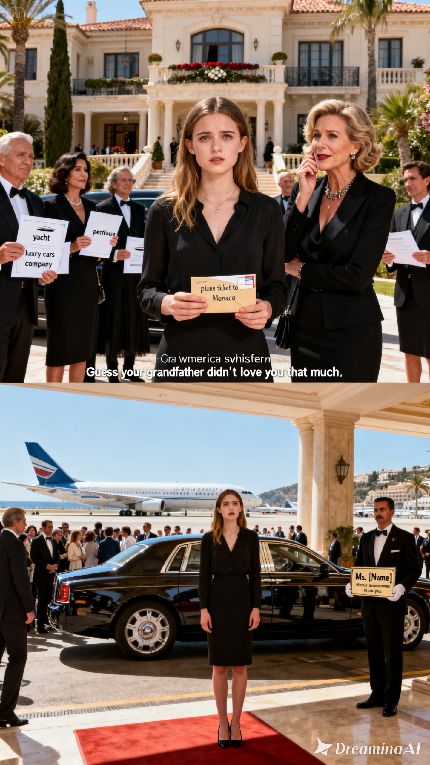 At my grandfather’s funeral, my family inherited his yacht, penthouse, luxury cars, and company. For me, the lawyer handed just a small envelope with a plane ticket to monaco. ‘Guess your grandfather didn’t love you that much,’ my mother laughed. Hurt but curious, I decided to go. When I arrived, a driver held up a sign with my name: ‘Ma’am, the prince wants to see you.’
