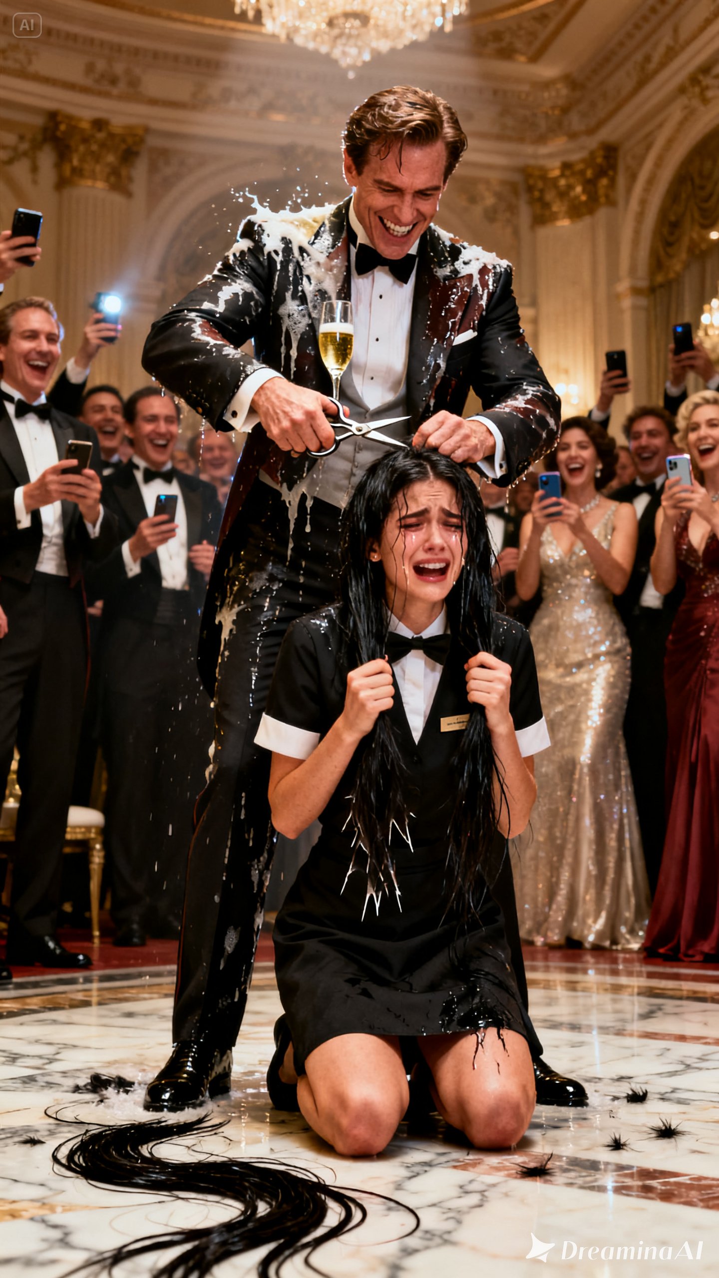 The Price of a Suit: A Billionaire Humiliated a Waitress Over Spilled Champagne, Hacking Off Her Hair in Front of NYC’s Elite While They Laughed. “Fair Trade,” He Sneered. He Thought She Was Nobody. He Didn’t Know Her Brother Was the One Man Even the Mafia Feared. And He Just Walked In.