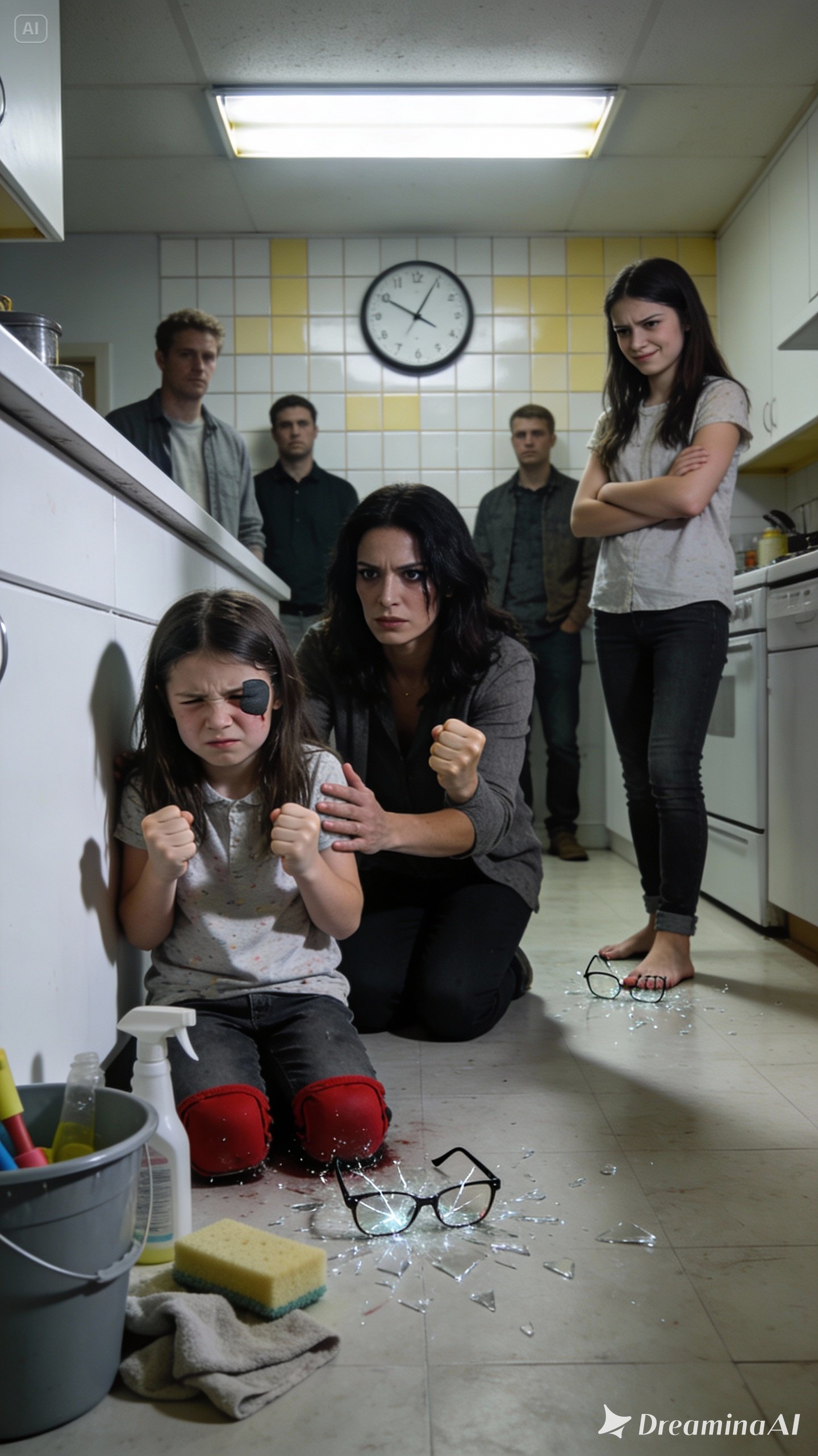 My sister took my 7-year-old daughter’s visual aid glasses, crushed them under her foot to “teach her respect.” Then she forced my visually impaired child to re-clean the same kitchen over and over while everyone watched. I didn’t shout. I took action. Nine hours later, their lives started to unravel…