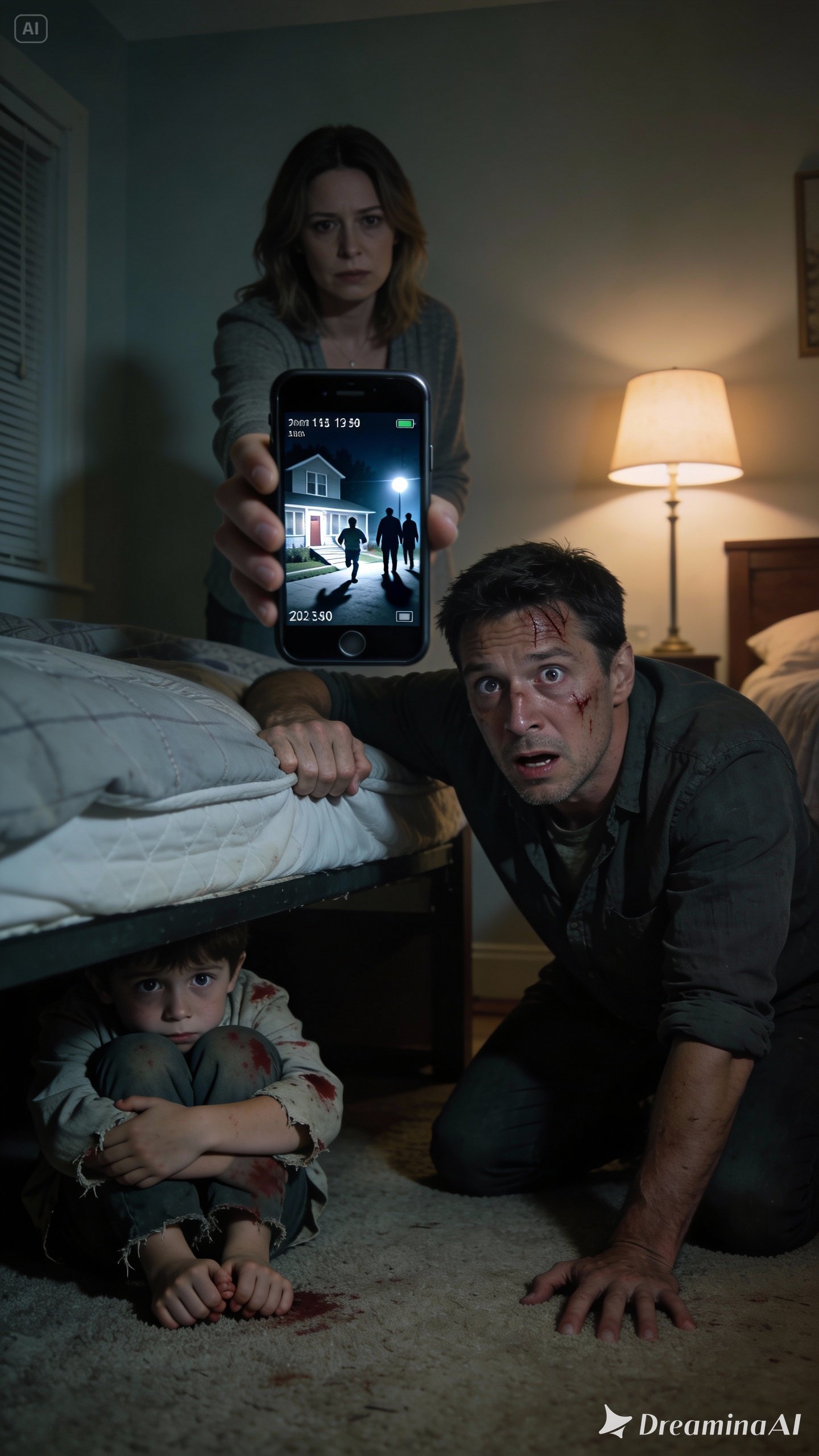 My son cried the entire drive to grandma’s house. “Daddy, please don’t leave me here.” My wife snapped, “Stop babying him.” I left him there. Three hours later, a neighbor called. “Your son ran to my house covered in blood. He’s hiding under my bed. He won’t stop shaking.” I raced there. What the neighbor showed me on her security camera made me collapse. The horrifying truth was…
