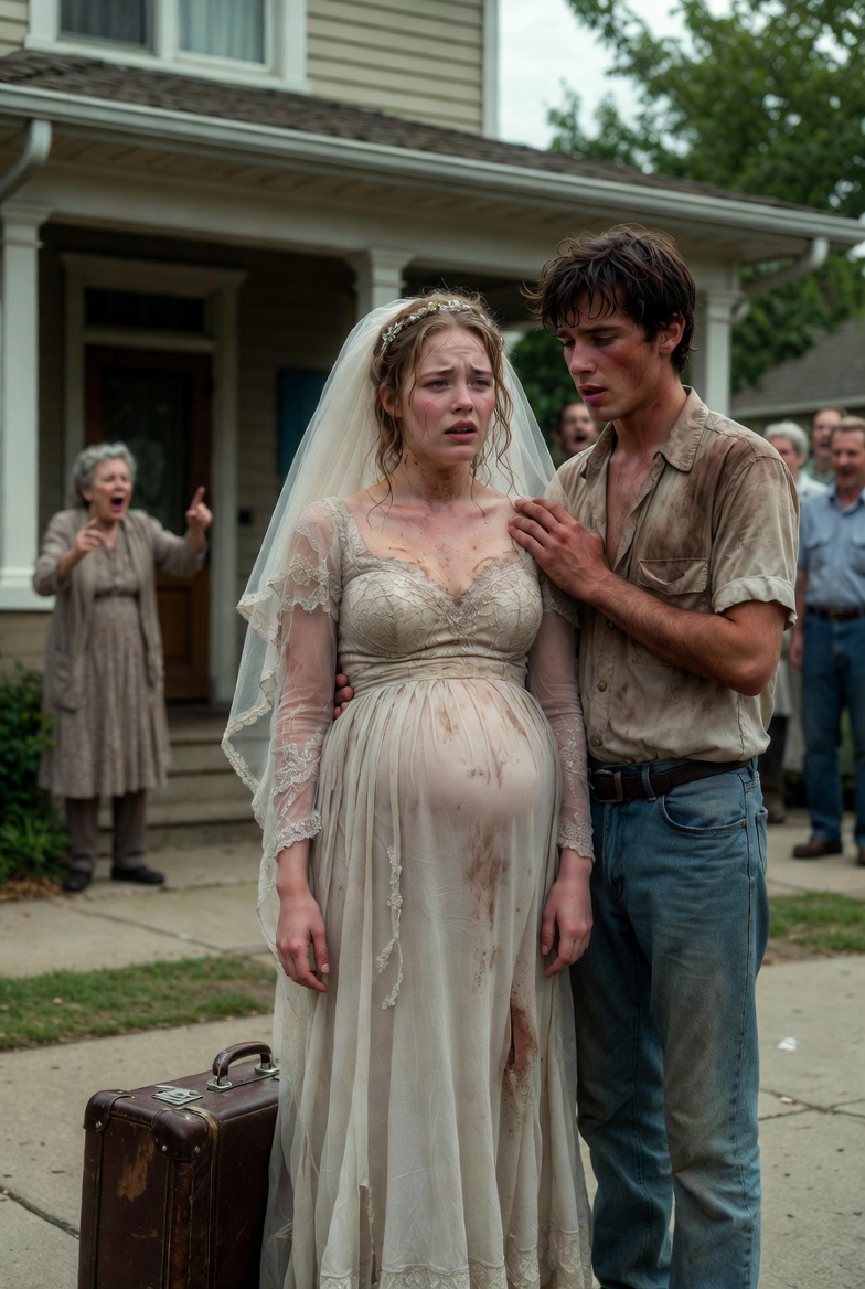 “You are a disgrace to this family! Did you think I’d raise that mistake in your belly? I found a homeless man to take you away!” My stepmother screamed, dragging me out at 6 AM and pushing me toward a dirty, smelly beggar. She laughed mockingly: “Congratulations! You and this trash are a perfect match!” She didn’t know the beggar was actually the state’s richest billionaire in disguise.