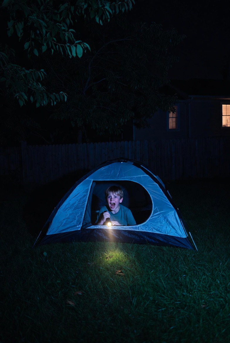 My 10 year old son has been sleeping in a tent in our backyard for thirty-two nights straight. “I’m guarding the house,” he cried. We thought he was playing. Then we saw the hidden camera footage…
