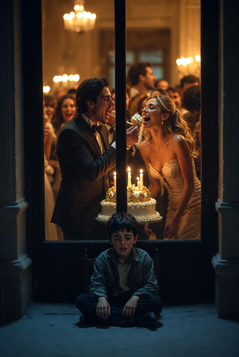 “Dad ate cake with her while I had to watch,” my starving 7-year-old whispered. “He made me stand on the balcony because I had no gift.” I drove straight to his party, smashed the cake into his face, and grabbed the mic. “I paid for this cake! And that BMW you’re showing off? It’s mine. I’m taking it back.” I turned to leave, but then his boss stood up and said…