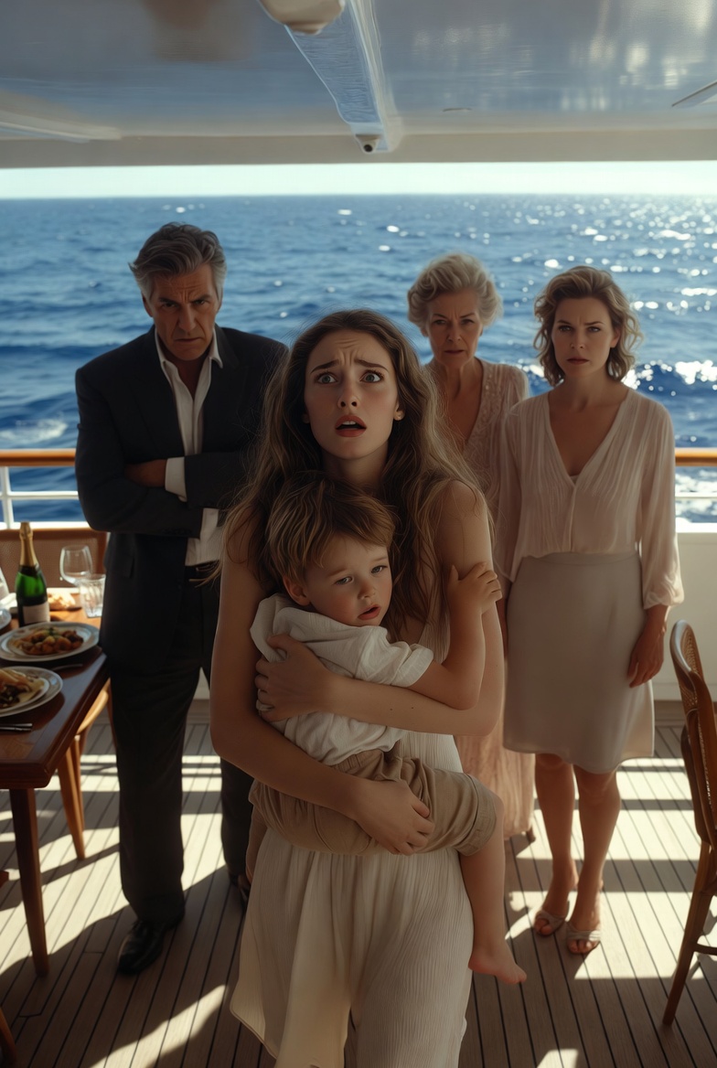 On my parents’ private cruise boat, my five-year-old son and I were suddenly pushed from behind. I turned around, and my mother quietly said, “You’ll be erased… like you never existed.” My sister whispered with a smirk, “Goodbye, useless ones!” Holding my son tightly, I fell into the sea. Hours later, when they returned home, their screams echoed through the house.