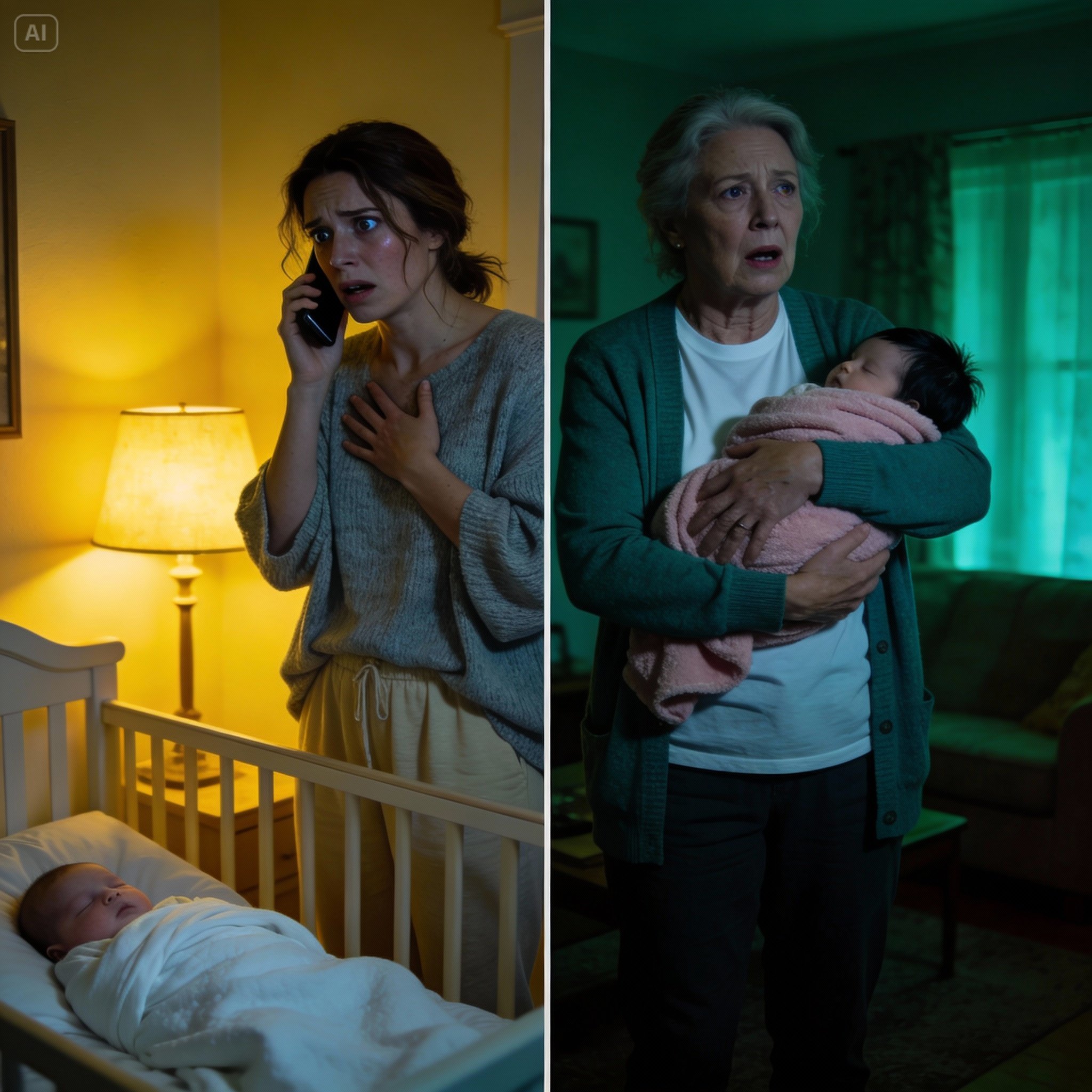Late at night, my mom called and asked, ‘When are you coming to get the baby?’ I froze and said, ‘Mom… she’s asleep right next to me.’ After a long pause, she whispered, ‘Then whose baby is in my house?’”
