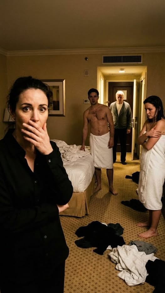 My husband checked into a hotel with another woman. I didn’t confront him—I texted the room number to his mother. Ten minutes later, both families stood outside the door. When it opened, my husband went completely still.
