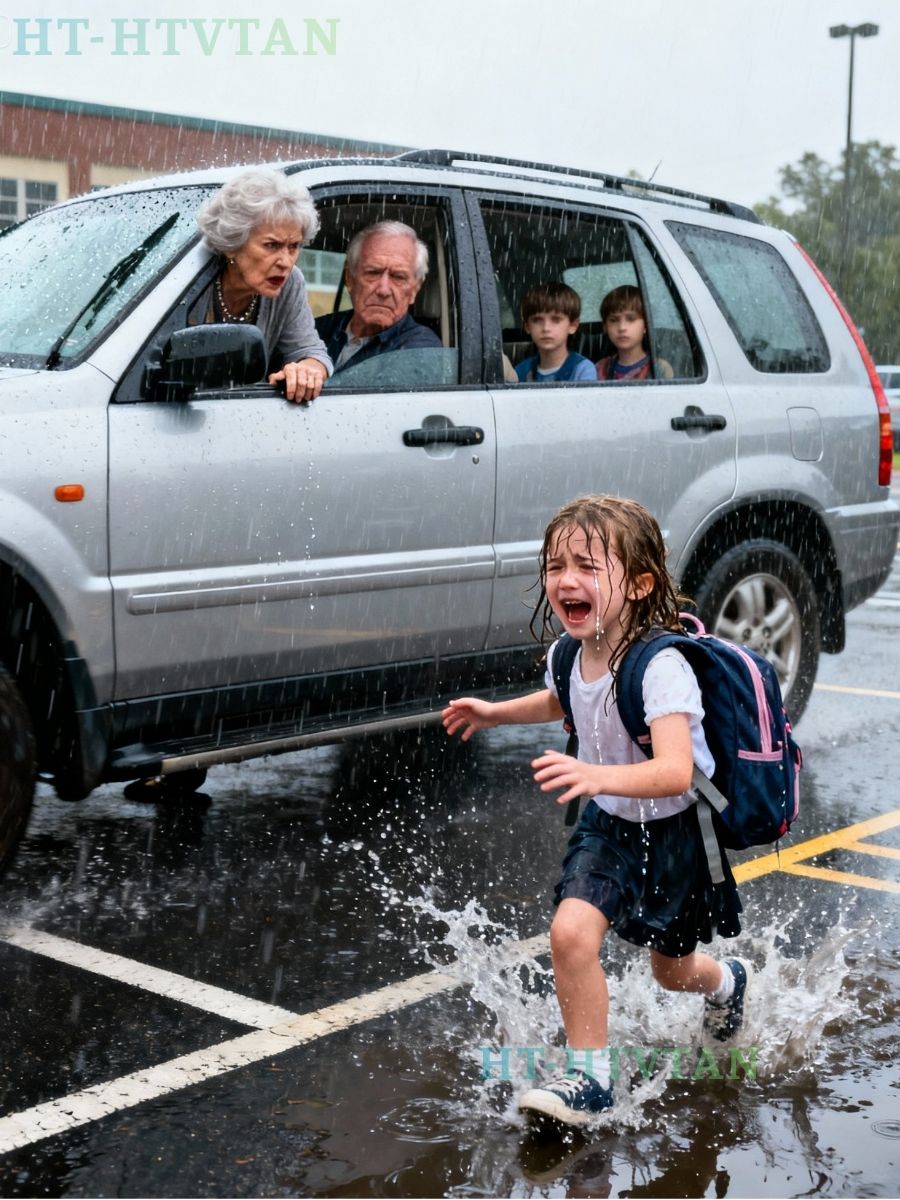 At school pickup, my parents drove off with my sister’s kids right in front of my daughter. When she ran up to the car expecting a ride home, mom rolled down the window and said, “Walk home in the rain like a stray.” My daughter pleaded, “But grandma, it’s pouring and it’s miles away.” They just drove off, leaving my six-year-old standing there soaked and crying…