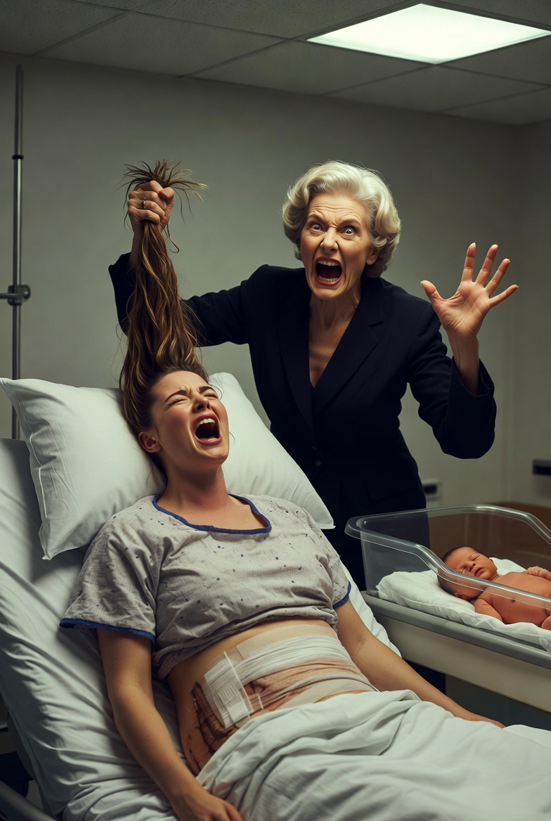 Hours after my emergency C-section, my mother-in-law stormed into the recovery room. “You couldn’t even give me a grandson!” she shrieked, sla;m;ming her heavy handbag into my fresh stitc;h;es. I screamed in agony, but she just grabb;ed my hair and ya;nked my head back. “My son is leaving you for a woman who knows how to breed!” She s;p;at in my face. She raised her hand to h;i;t me again, but she didn’t realize who standing in the doorway witnessing everything, and what happened next silenced the entire hospital…