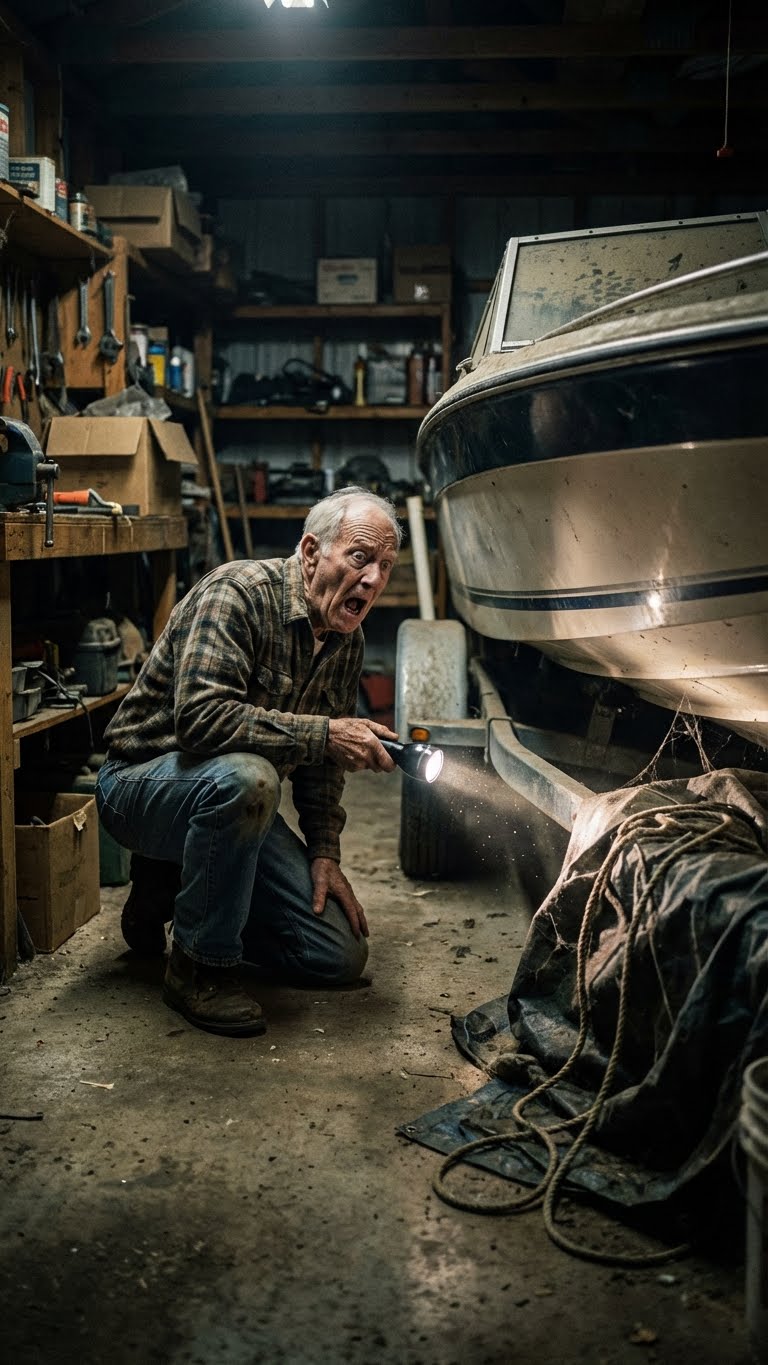 My granddaughter is terrified of her mother, but she won’t tell me why. Last night, she slipped me a note that said, “Grandma, look under the boat in the garage. You’ll know the whole truth.” So I went to check, and I screamed when I saw…