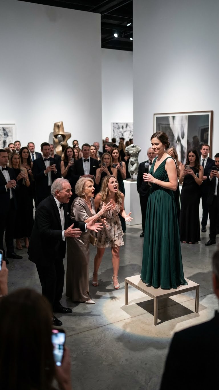 My family had no idea I was a famous photographer hiding in plain sight. At their anniversary dinner, they announced a luxury Hawaii trip for everyone—except me. “You’re not coming,” my dad said cold-heartedly. “Someone needs to stay behind and be the nanny for your sister’s kids.” I didn’t argue; I just left for my own gallery opening. Six weeks later, they stormed my exhibition, screaming at me to come home and babysit. I didn’t cower. I simply smiled, grabbed the microphone, and prepared to deliver a public humiliation that would destroy their reputation forever.