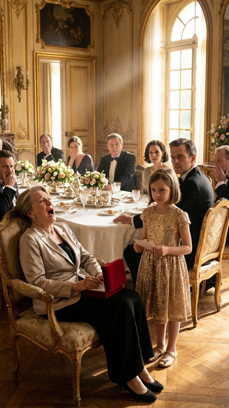 I never told my mother-in-law that my daughter, whom she treated like a “stray dog,” had the power to exile her from our lives. At Christmas, she gave the other grandkids cash and iPads, but handed my daughter a cheap candle tagged “To Travis’s Girl.” The room went silent. My seven-year-old stood up in her gold dress, calm and regal. “Grandma,” she said, “Dad told me to give this to you if you ever ignored me again.” She handed over a small red box. “Open it,” he said. She opened it and screamed.