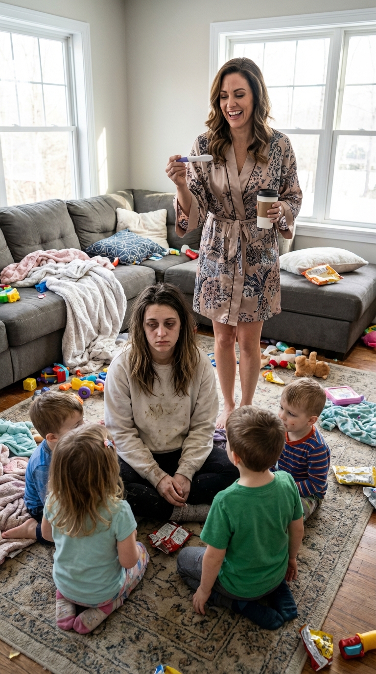 I raised her 5 kids while she slept all day. ‘I’m pregnant again,’ my unemployed sister smirked, announcing her sixth pregnancy, expecting me to pay for everything. When I got a huge job offer, she tore up my acceptance letter. ‘You’re not going anywhere!’ she screamed. I escaped that night. The next morning, police pounded on my door. My sister framed me for stealing $10,000 in jewelry. But in court, my nephew stood up and said, ‘Your Honor, you need to see this.’ She collapsed instantly.