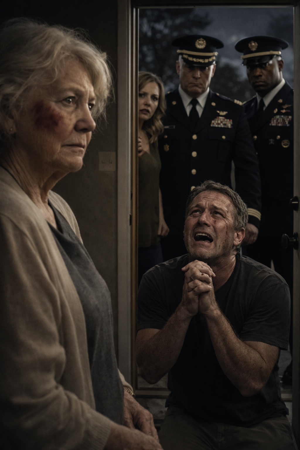 I refused to give my son the money from selling the farm. He slapped me and screamed, “Get this old woman out of here!” My daughter-in-law clapped her hands in satisfaction. Trembling, I went into my room. Ten minutes later, the doorbell rang. When he saw who was standing there, he collapsed to his knees, sobbing and begging for forgiveness…