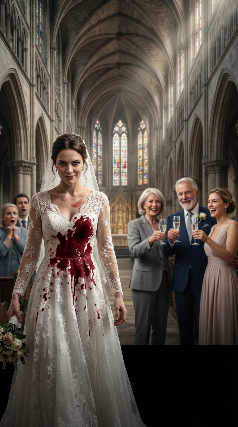 My sister deliberately spilled red wine on my dress just as my wedding ceremony began. All the guests fell silent, yet my parents stood up and clapped. I stayed calm, smiled, and whispered, “I will make all three of you live in hell.” Two weeks later…