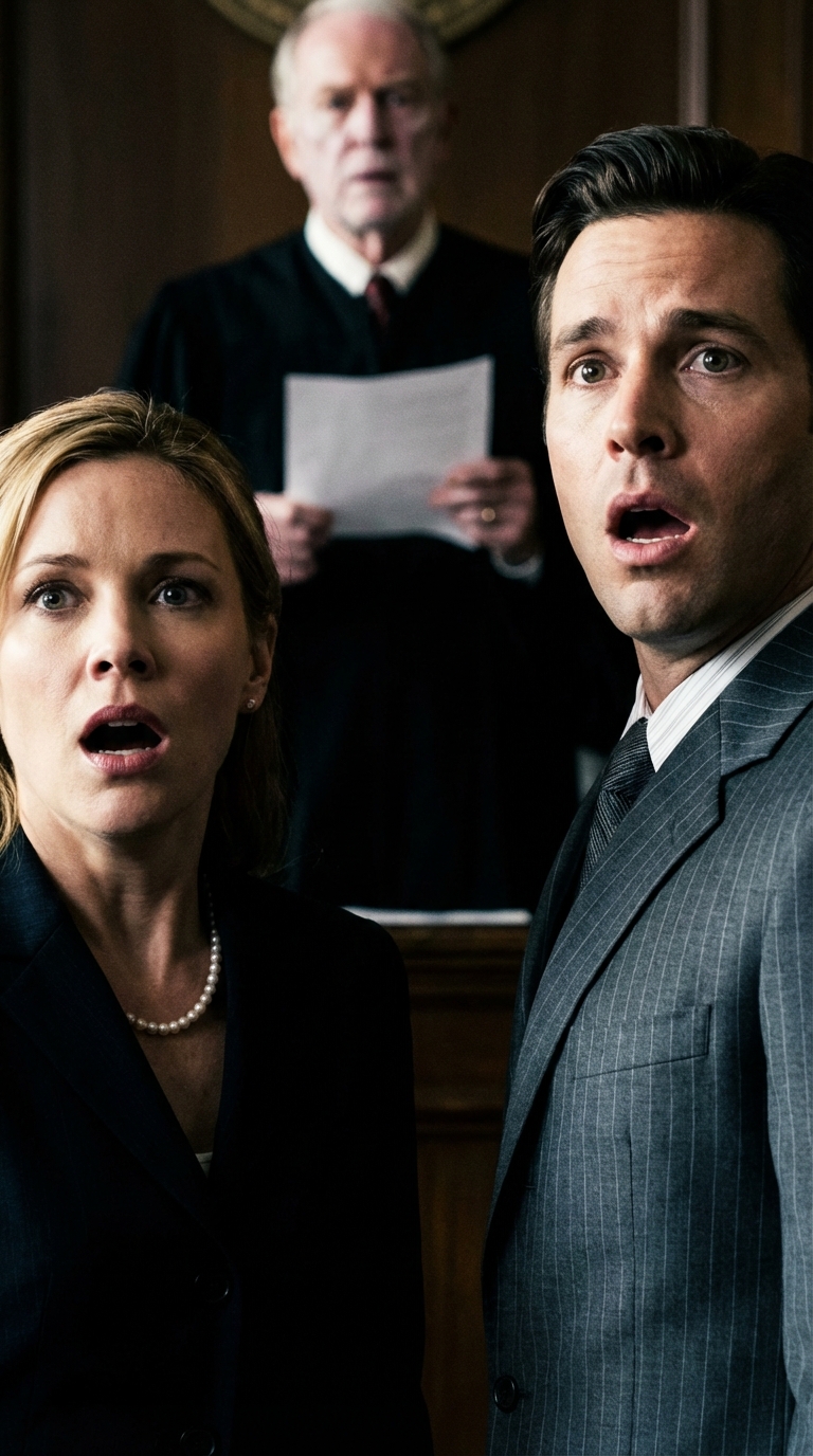 My wealthy sister walked into court like it was already hers. Her attorney slid the motion forward: ‘All of the inheritance. Effective immediately.’ My parents nodded like they’d rehearsed it. The judge looked at me: ‘Do you object?’ I said only, ‘I want to wait until the last person arrives.’ The door opened. A man in a black suit stepped in, held up an envelope, and called my name. The judge blinked, reached for his glasses, and whispered ‘That can’t be…’
