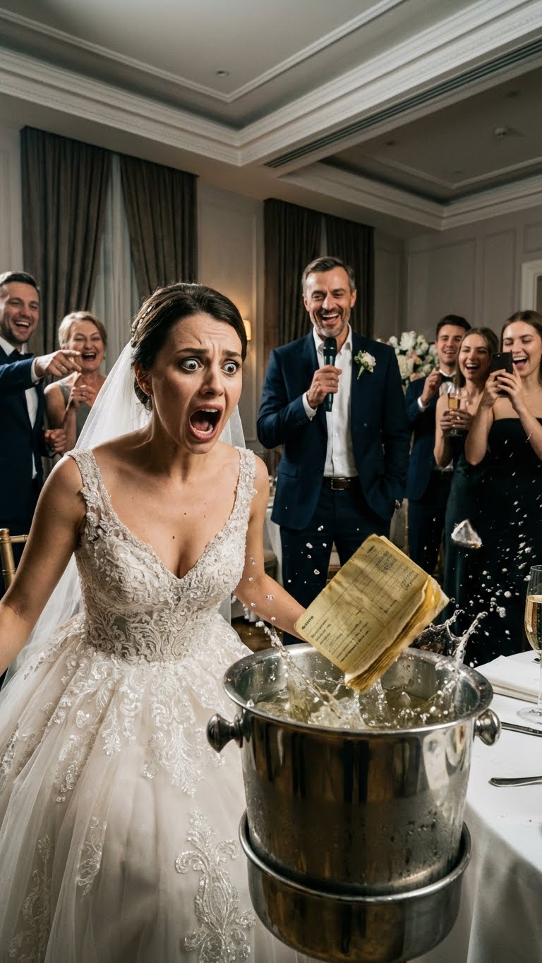 At my wedding, grandpa gave me an old passbook. Dad threw it in the ice: “trash belongs with trash!” I walked out. I went to the bank anyway. The teller went pale: “ma’am… do not leave.”