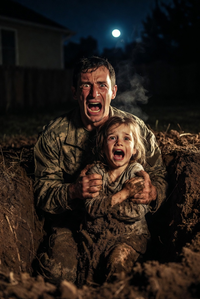 I came home from deployment 3 days early. My daughter wasn’t in her room. My wife said she’s at grandma’s. I drove there. My daughter was in the backyard. In a hole. Standing. Crying. “Grandma said bad girls sleep in graves.” It was 2 am. 40°F. I lifted her out. She whispered, “Daddy, don’t look in the other hole..” What I saw in there was…