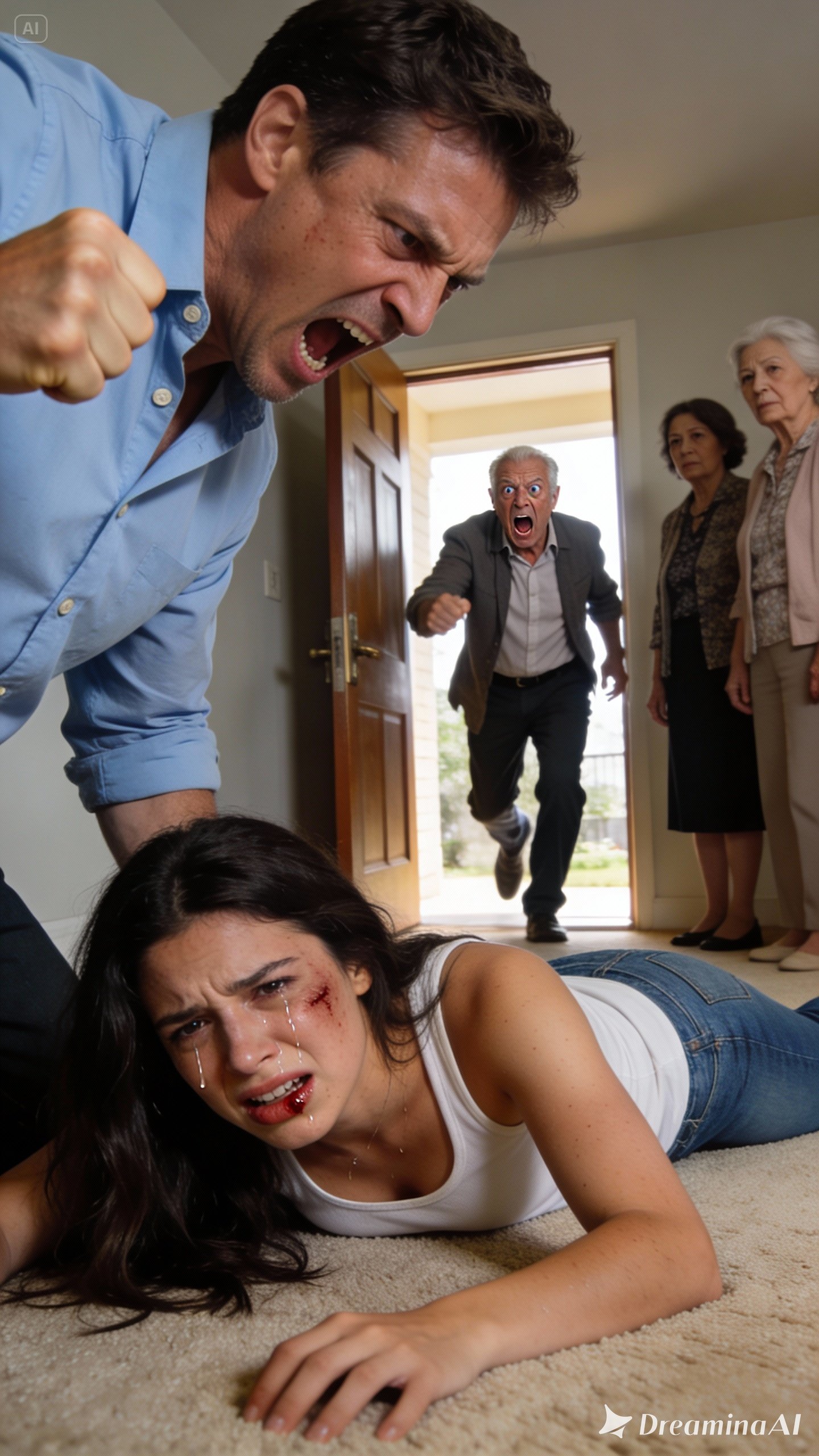 My daughter called me crying, “Dad, please come get me.” When I arrived at her in-laws’ house, her mother-in-law blocked the door and said, “She’s not leaving.” I pushed past her—and the moment I saw my daughter on the floor, I realized this wasn’t “family drama.” It was something they’d been hiding on purpose. They thought I would leave quietly. They had no idea the fury of a father was about to burn their entire world to the ground.