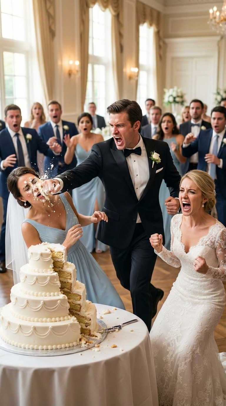 At my sister’s wedding, her husband smashed my face into the wedding cake, mocking me as “THE CHEAPSKATE” in front of everyone. His family had treated me like garbage for months. And then a guest revealed… Entire room was turned upside down