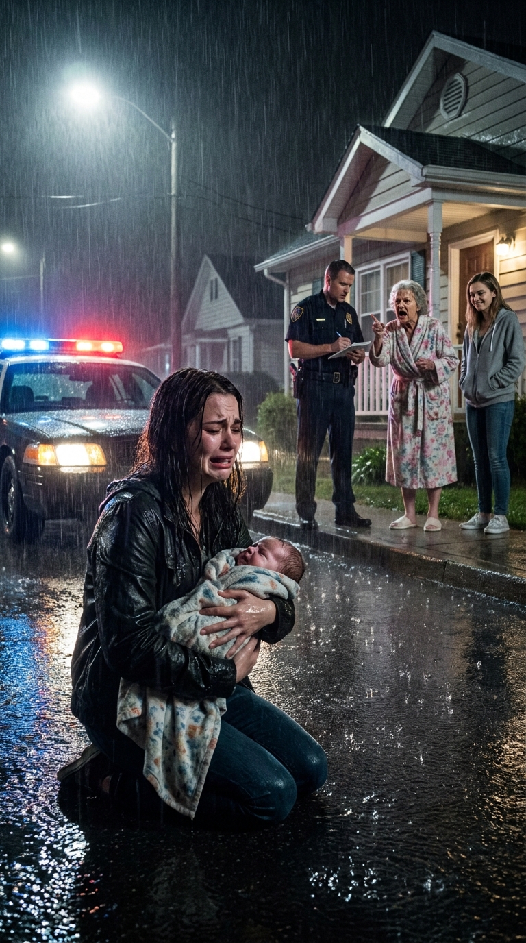 I came home expecting silence—then heard my baby screaming in the rain. He was outside, soaked and shaking, while my mother stood in the doorway and said, “I don’t raise bastards.” My sister laughed. “Serves you right.” In that moment, something inside me broke. I grabbed my son and ran into the storm… but what they did after that was even crueler than leaving him there.