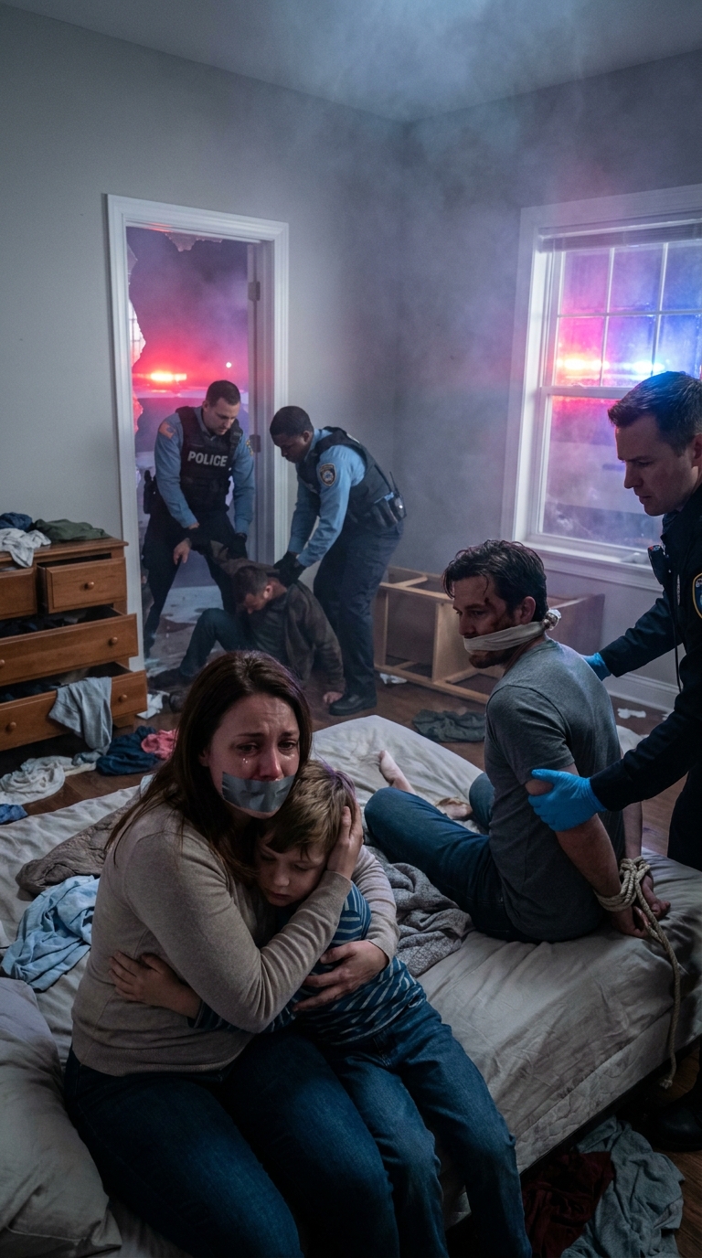 “Save me… my parents…” a terrified seven-year-old boy whispered to the 911 operator. Officers rushed to the quiet suburban home, anticipating the worst, but the door opened and a silent, trembling boy stepped inside. With shaky hands, he led them down the hallway to a locked bedroom. They burst in and found something shocking.