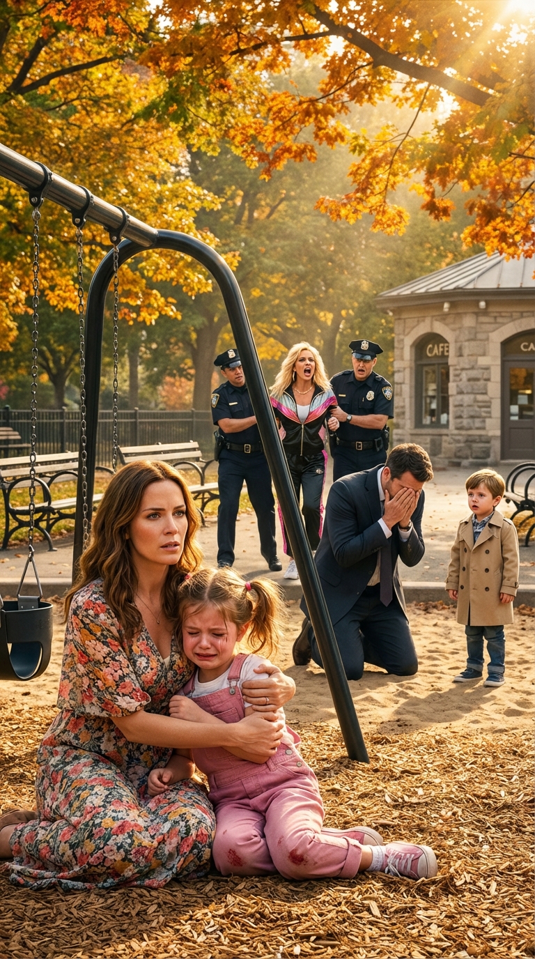 A woman at the park pushed my 3-year-old daughter off the swing so her own son could use it, calling us “public park trash.” She bragged that her husband was the “top lawyer in the city” and could make us disappear. I didn’t argue. I just took a photo of her and sent it. By the time she got home, her husband was calling her in a panic.