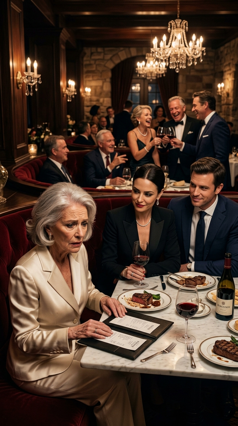 “Cash or card?” my daughter-in-law sneered across the table, treating me like a walking ATM. My son had dragged me to what he called a “normal family dinner,” where 12 people devoured over $8,000 worth of food before even bothering to look at my face. They fully expected me to cry in silence and pay. Instead, I reached into my purse, pulled out a specific item, and placed it right on top of the bill. The bombshell I dropped next didn’t just ruin their dinner—it destroyed their entire lives…