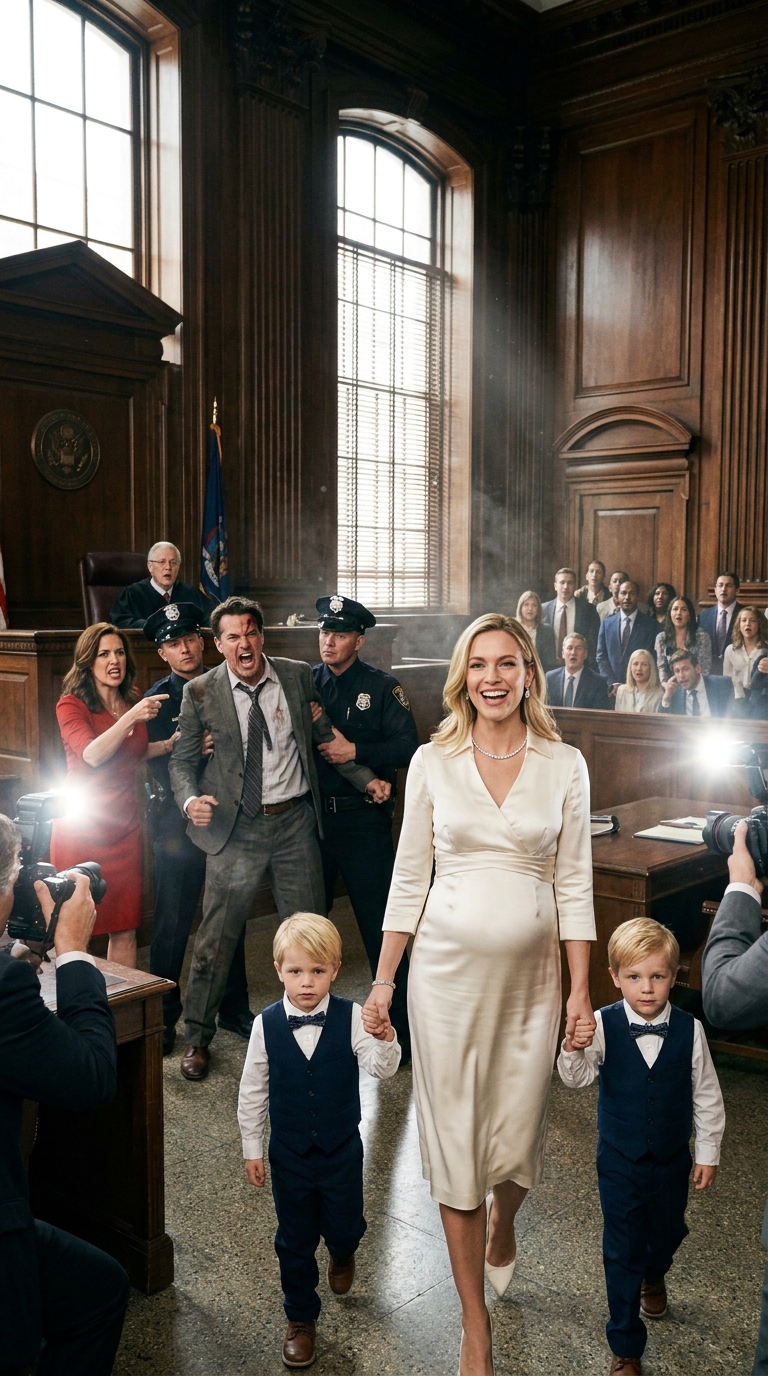 “You’ll leave with nothing… and I’ll take the kids,” my husband said as his mistress smiled in court—but when I walked in with our twin boys, the truth about his company made even the judge go silent.