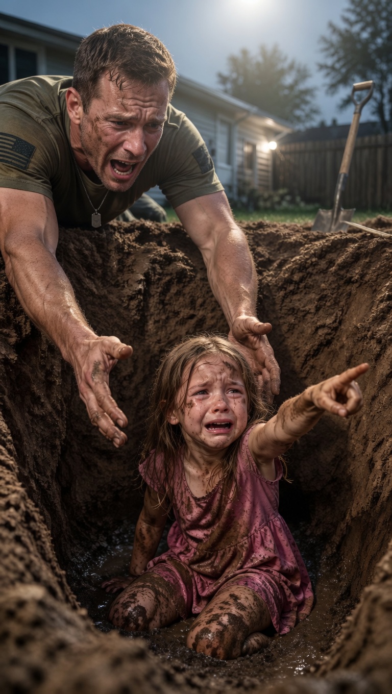 I came home from deployment three days early. My daughter wasn’t in her room. My wife said she was at her grandma’s, so I drove there. My daughter was in the backyard, standing in a hole and crying. “Grandma said bad girls sleep in graves,” she said. It was 2 AM and 40°F. I lifted her out, and she whispered, “Daddy, don’t look in the other hole…”