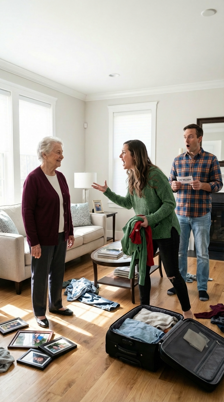 After eight years under my son’s roof, I watched his wife throw my clothes into the hallway and sneer, “Get out. We have a new life now.” My son had just won $45 million—and they thought I was no longer needed. I smiled, looked straight at the lottery ticket, and said, “Before you celebrate… did either of you check whose name is signed on the back?” What happened next changed everything.