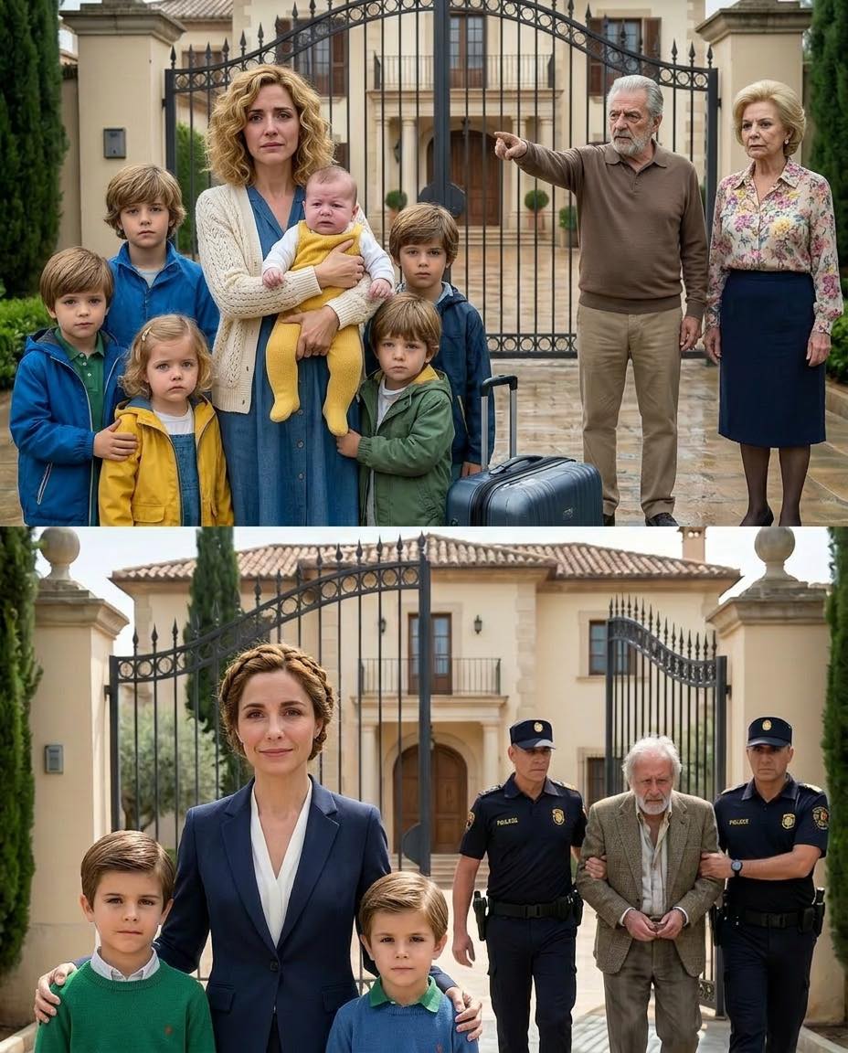 They forced me and my six children out into the rain before my husband’s grave had even dried. My father-in-law pointed to the door and said, “Your husband is gone. This house belongs to blood.” I held my crying baby close and quietly replied, “Then you should have checked whose name is on the deed.” In that moment, they thought I had lost everything… but in truth, I had just uncovered my husband’s final secret.