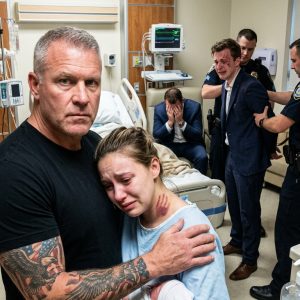 I was holding my newborn when my uncle walked into the hospital room and saw the dark handprints on my neck. My husband smirked and shrugged. “She started acting like a queen just because she had a baby. I was reminding her who’s in charge.” He thought the man standing across from him was just a harmless, deaf relative. My uncle quietly locked the hospital door, removed his hearing aids, and set them on a tray. “Close your eyes, kiddo,” he said softly. Until my father-in-law stepped forward to interfere, then spotted the faded military tattoo on my uncle’s arm. The color drained from his face.
