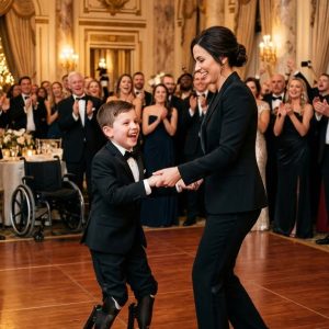 I took my disabled son to a 5-star restaurant, dreading the pitying stares. A waitress approached, completely ignoring my billions. I tensed up, expecting her to ask us to move. Instead, she bowed to my son and whispered, “would you like to lead me in a dance from your chair?” The music stopped. I was ready to defend him, but what she did next made me crumble in tears..