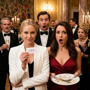 My ex invited me to his wedding to humiliate me. His bride pointed at my $12 dress and laughed: “At least he upgraded.”  The whole table joined in. Then the best man stood for his toast. He pulled out his phone.  “Before I congratulate the groom, everyone needs to see this.” The bride’s father stood up in horror…