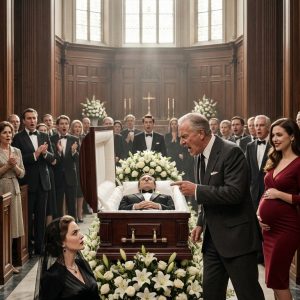 My husband lay in his coffin, and his parents arrived at the funeral linking arms with a younger woman I’d never seen. “Meet the new CEO, and his real fiancée,” my father-in-law laughed, violently shoving me and my 7-month baby bump away from the casket. “Sign over his shares, or we’ll make sure your bastard child starves,” the mistress whispered, tossing a pen into my lap. The entire board of directors watched as I slowly picked up the pen. But I didn’t sign it. Instead, I…