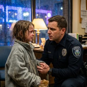 “Please don’t let him di//e again,” a 7-year-old brought a soggy paper bag to the police station at midnight, and the secret inside left the deputy speechless.