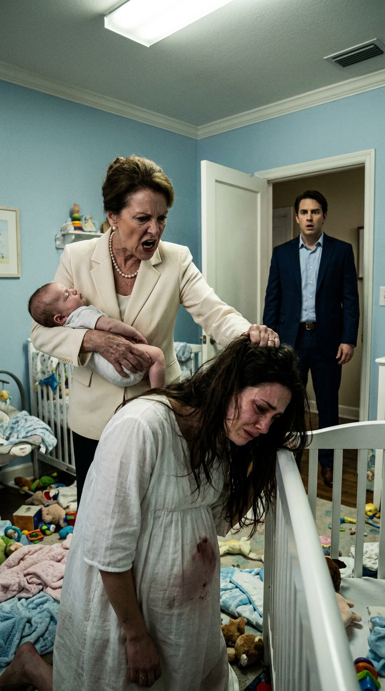 At 2 p.m., in the middle of a company meeting, I nervously checked the bedroom camera to see how my wife and our two-week-old son were doing. She was still frail from a life-threatening postpartum hemorrhage, and what I saw made my heart stop. My mother was ruthlessly snatching the baby from her arms and shoving her toward the kitchen, even though her surgical wound had barely begun to heal. My mother hissed, ‘Blood loss is no excuse for a dirty house; get up and scrub the floor.’ As my wife collapsed in pain, clutching her stitches, I walked out of the meeting, called a locksmith, and vowed that my mother would never set foot in our home again.